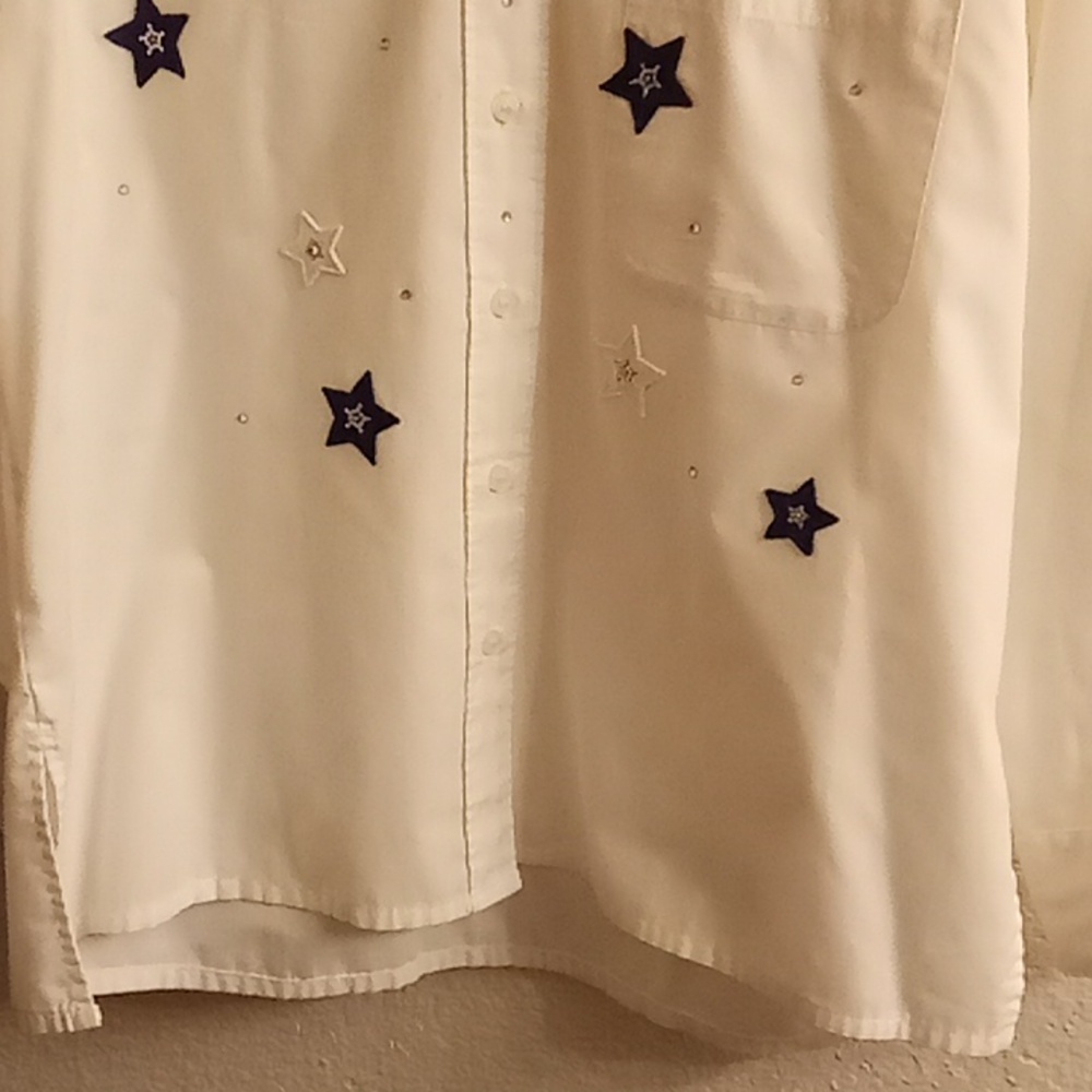White Star Embellished Women Size PS Shirt HMBC X - Picture 8 of 13